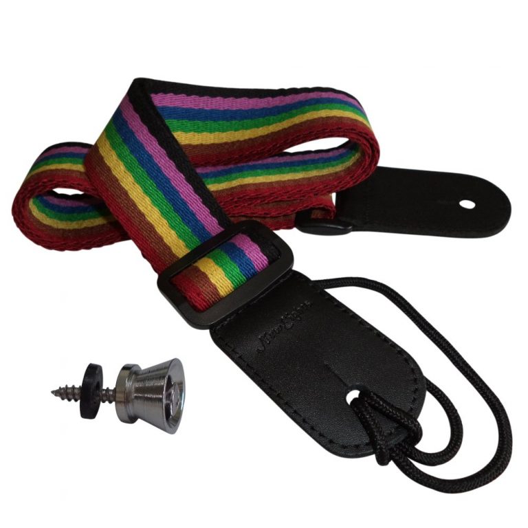 Ukulele Strap Rainbow Colour Cotton and Leather Neil Rigby's HQ